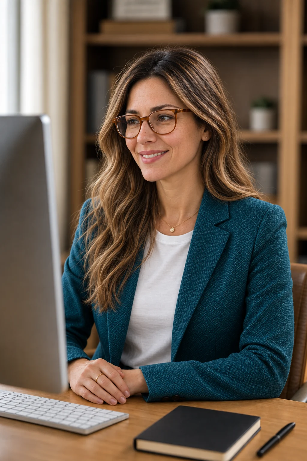 Una terapeuta durante una seduta online